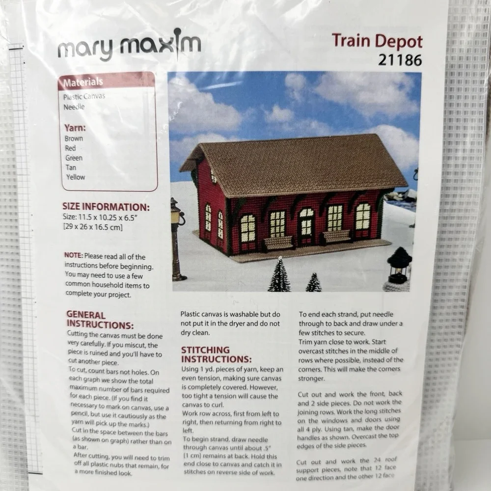 Mary Maxim Train Depot Plastic Canvas Kit 21186 Christmas Holiday Village
